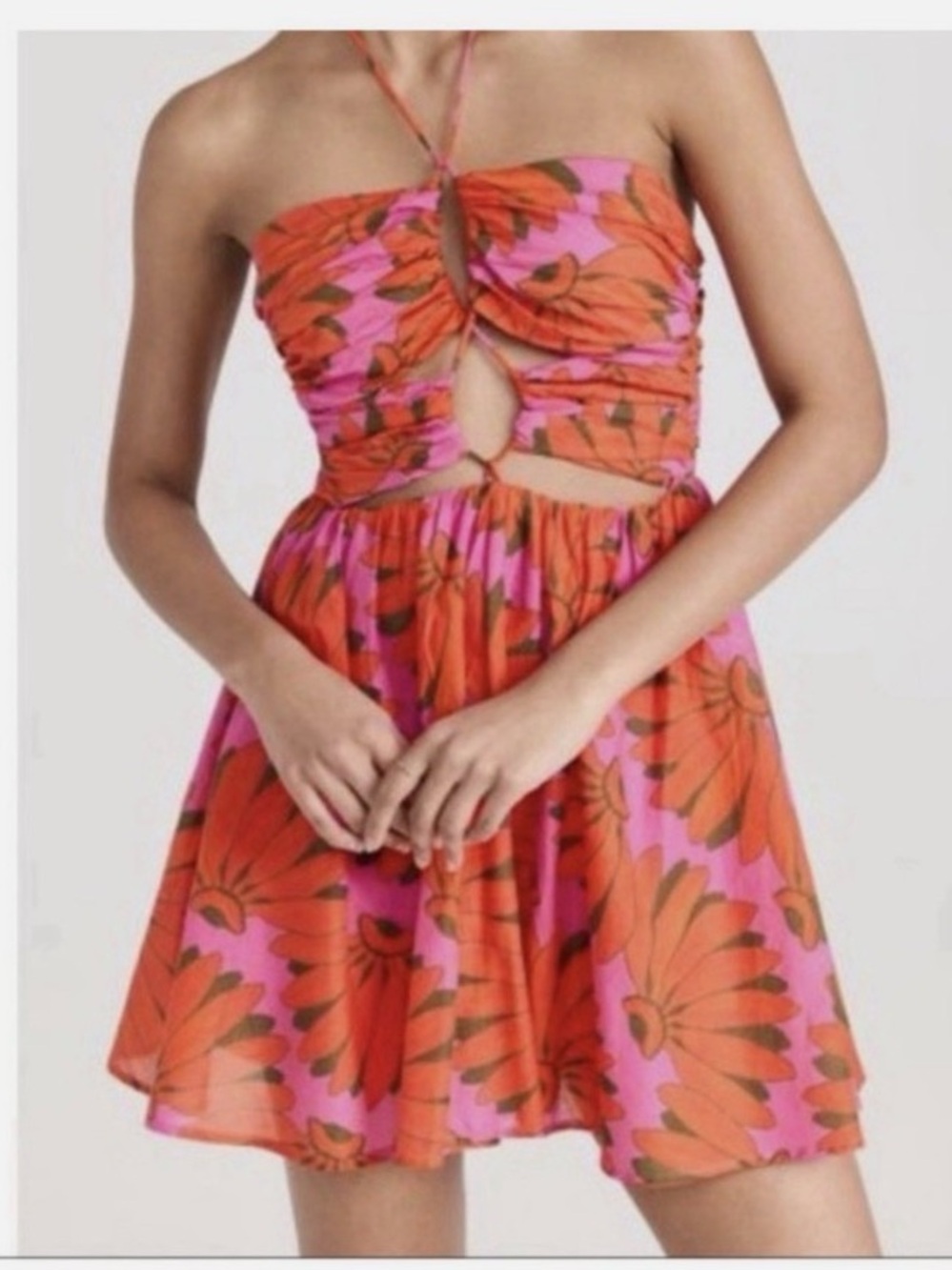 FARM Rio | Copacabana Pink and Orange Floral Retro Mini Dress